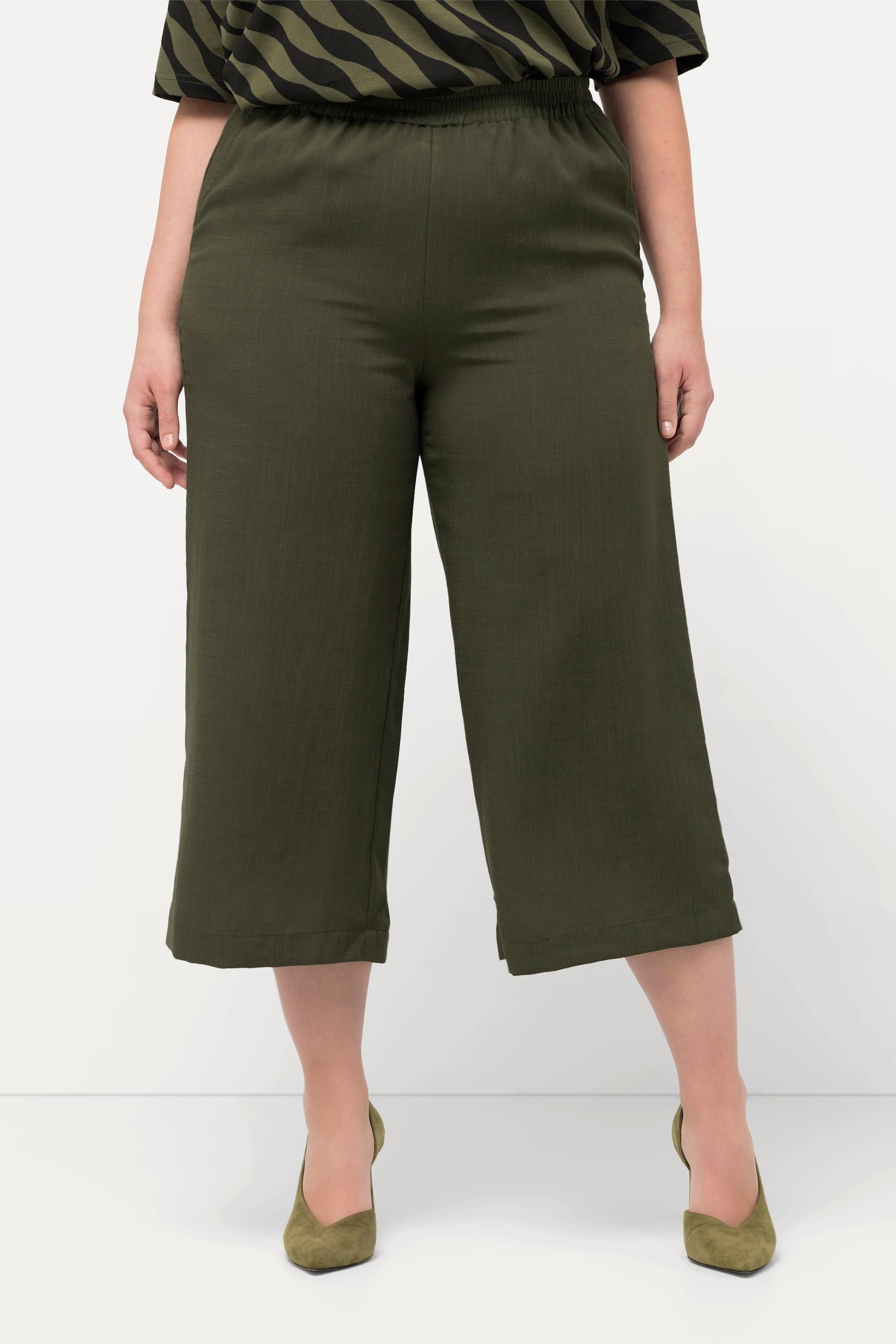 Ulla Popken  Culottes con taglio della gamba ampio e lungo fino al polpaccio e cintura elastica 