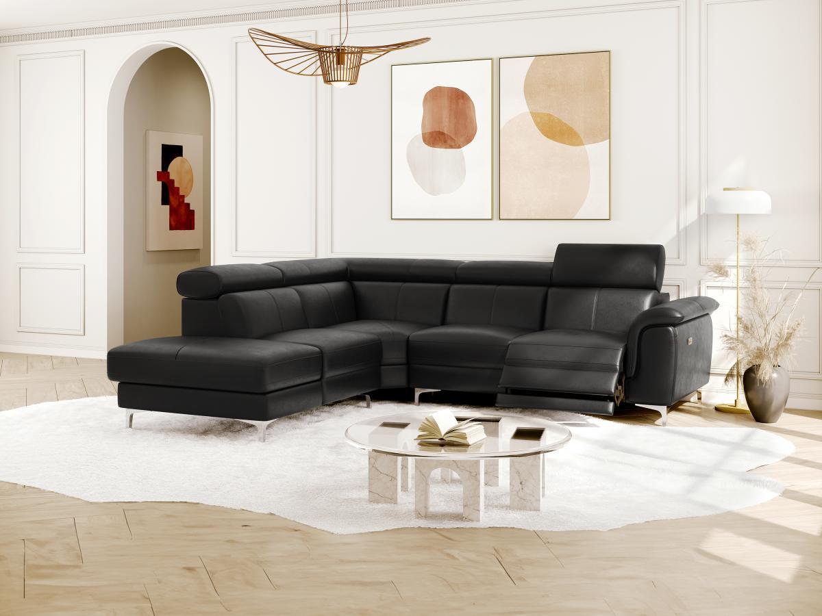 LINEA SOFA Canapé d'angle relax électrique en cuir SITIA Angle gauche  