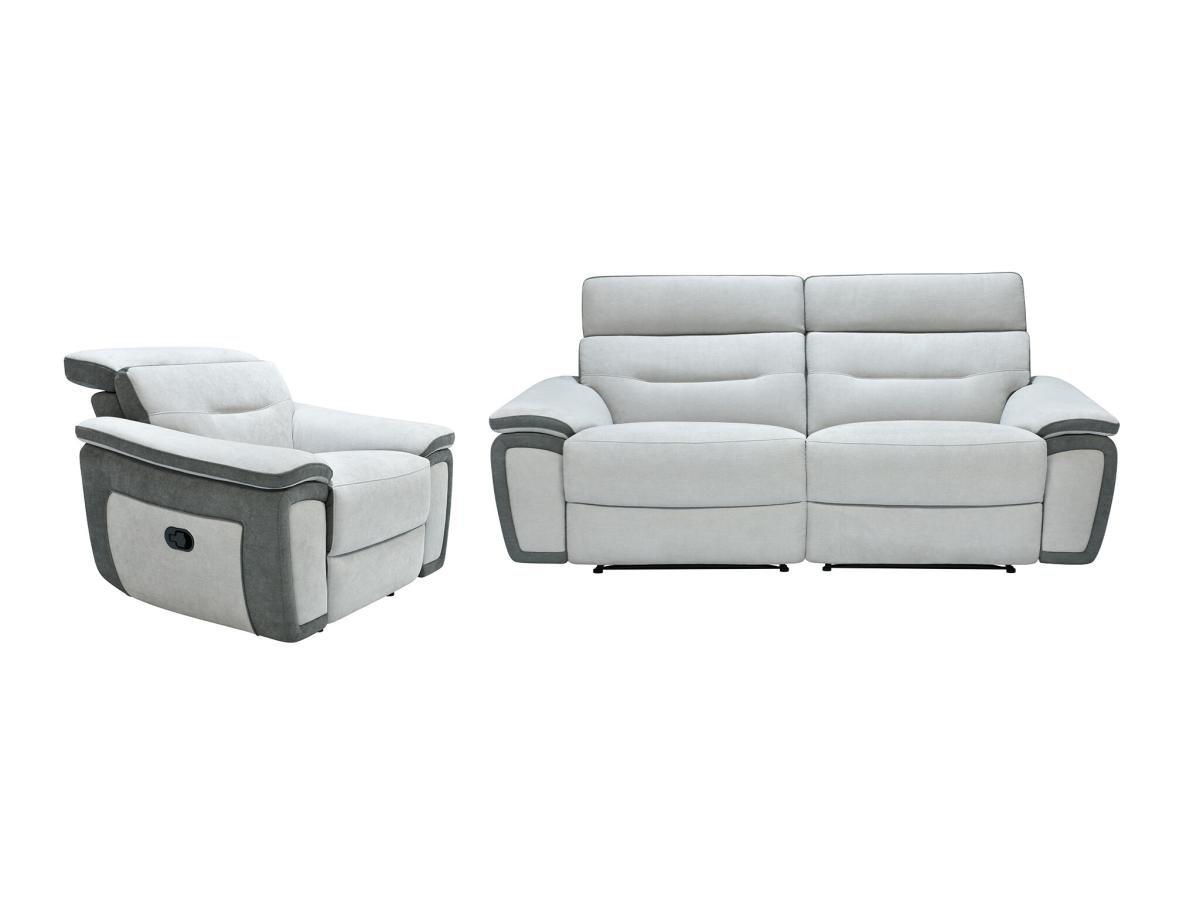 Image of Sofa 3-Sitzer & Relaxsessel - Mikrofaser - Anthrazit & Hellgrau - PARUA Sofa 3-Sitzer & Relaxsessel - Mikrofaser - Anthrazit & Hellgrau - PARUA