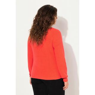 Ulla Popken  Cardigan en maille côtelée, col en V, manches longues 