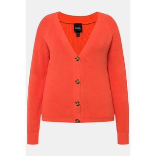 Ulla Popken  Cardigan en maille côtelée, col en V, manches longues 