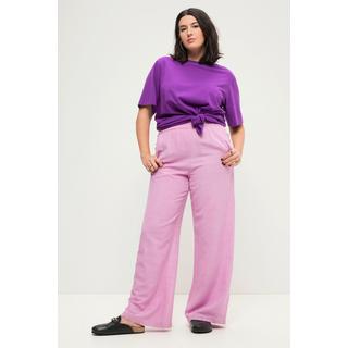 Studio Untold  Pantalon en lin mélangé taille haute à jambes larges et taille élastique 