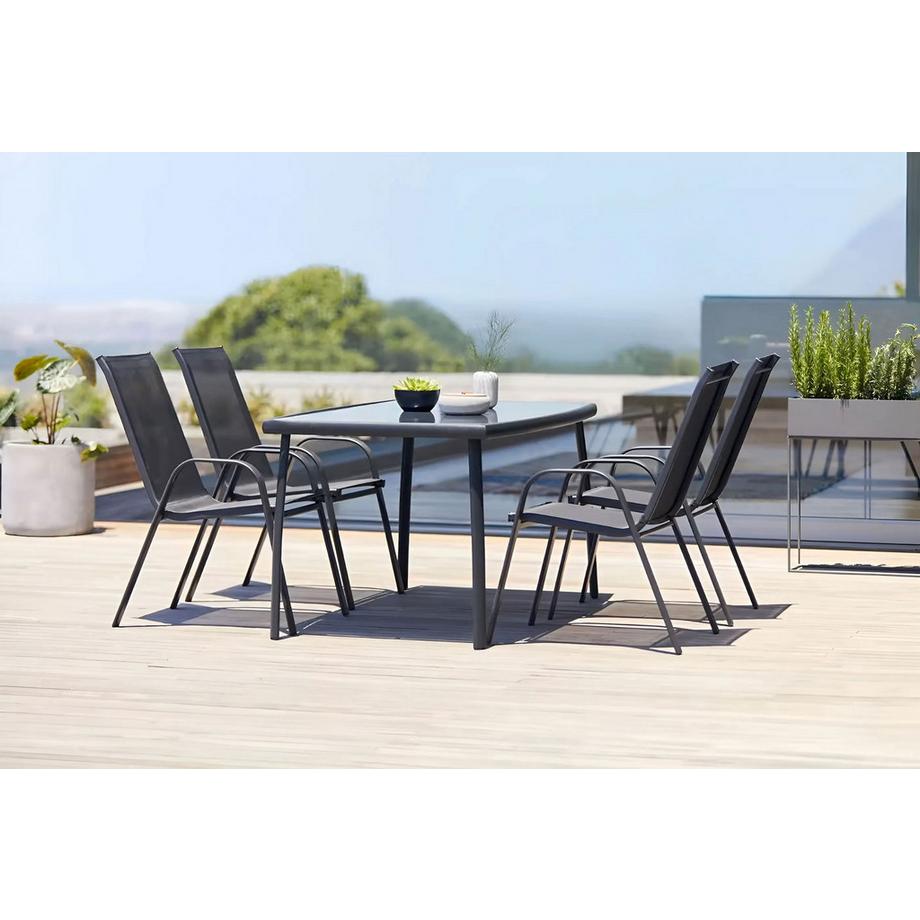 Northix Lot de 2 chaises de jardin pour la terrasse, balcon, noir  