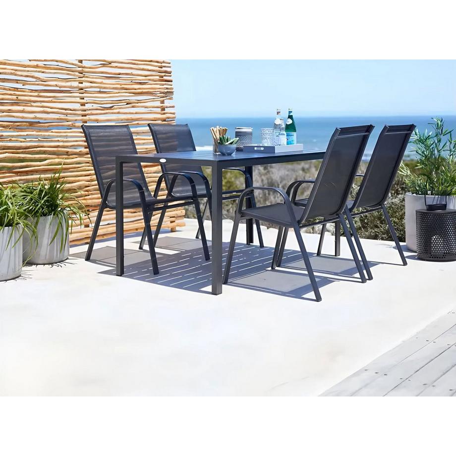 Northix Lot de 2 chaises de jardin pour la terrasse, balcon, noir  