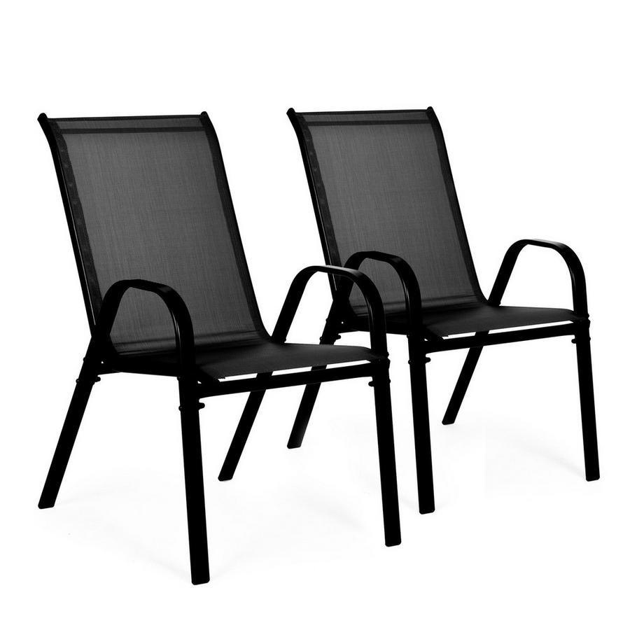 Lot de 2 chaises de jardin pour la terrasse, balcon, noir