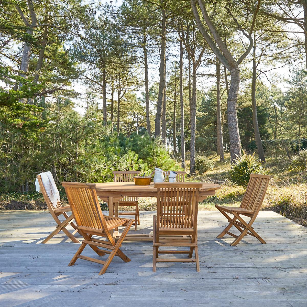 Tikamoon Ensemble de jardin en acacia massif 6 chaises Capri  