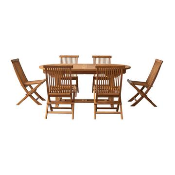 Ensemble de jardin en acacia massif 6 chaises Capri