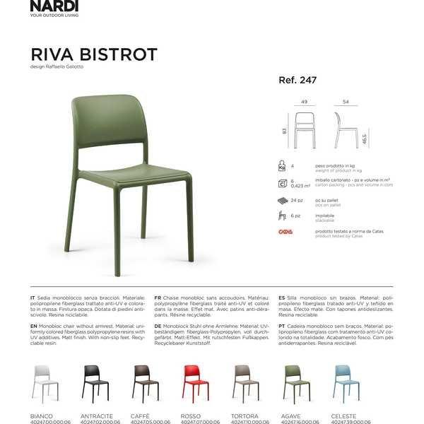 NARDI outdoor Sedia da giardino Riva Bistrot nera  