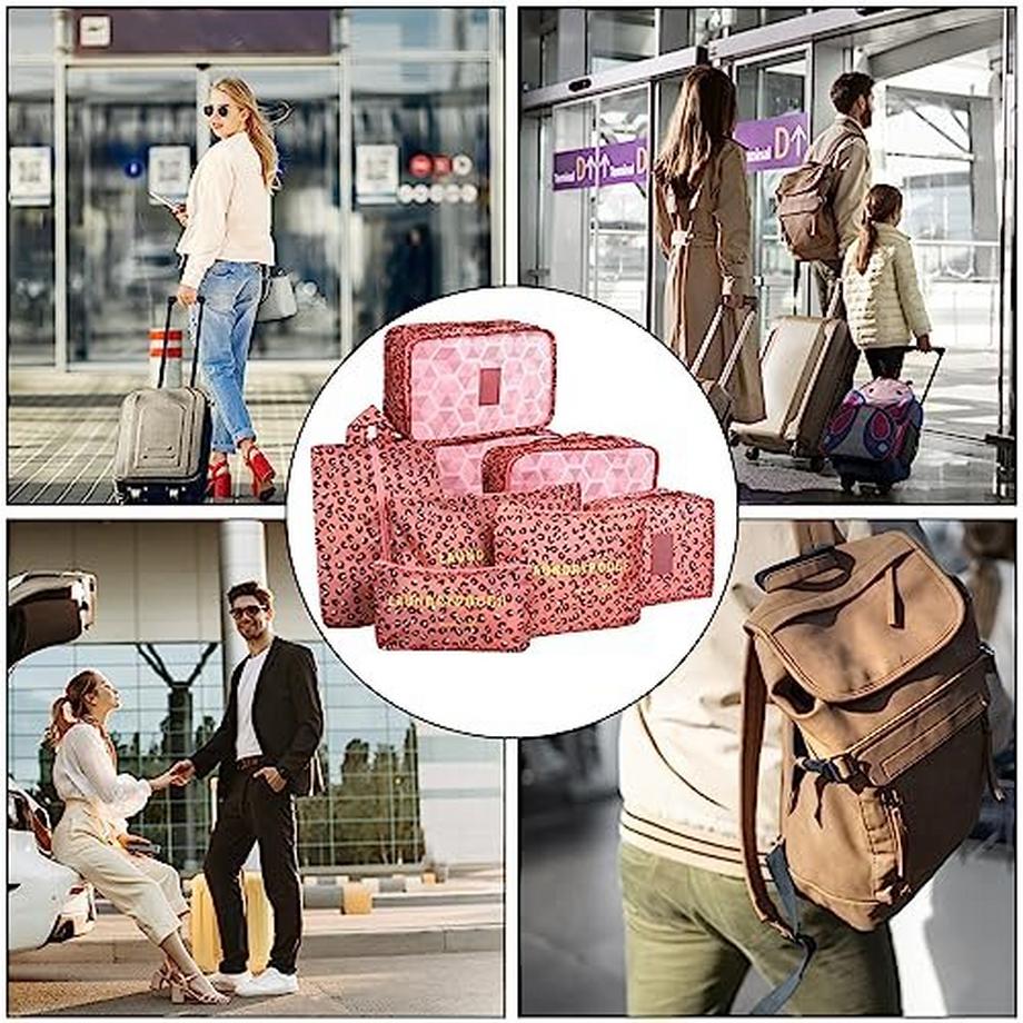 Only-bags.store  Packung mit 8 Packwürfeln, Koffer-Organisationswürfel, mit Schuhbeutel, Wäschesack, Reiseorganisator, Kleidersack, für Rucksack, Pink Panther 
