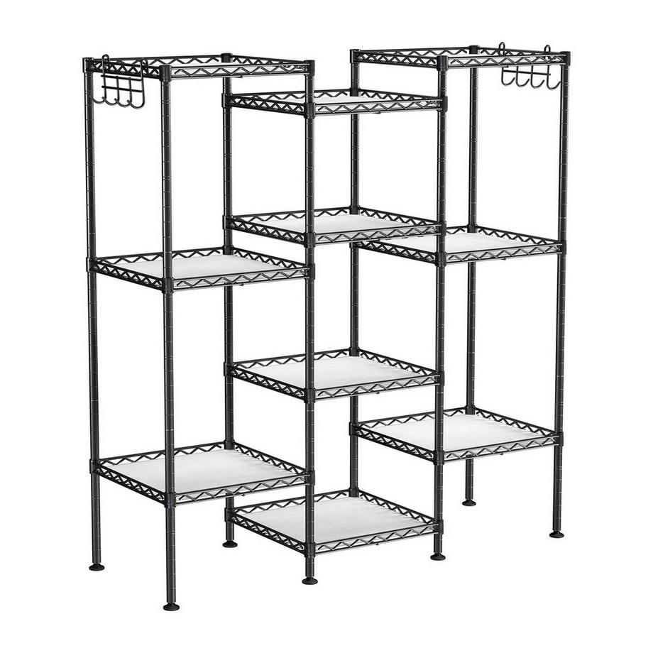 Calicosy  Étagère en métal noir avec grille de rangement modulable - L30 x H121 cm 
