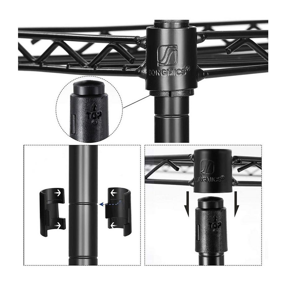 Calicosy  Étagère en métal noir avec grille de rangement modulable - L30 x H121 cm 