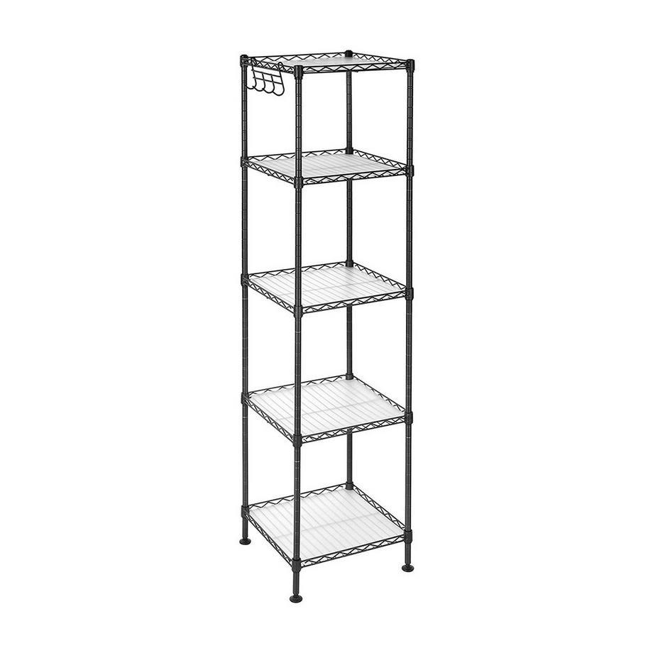 Calicosy  Étagère en métal noir avec grille de rangement modulable - L30 x H121 cm 