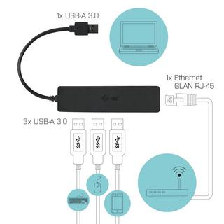 i-tec  Advance USB 3.0 Slim HUB 3 Port + Gigabit Ethernet Adapter 