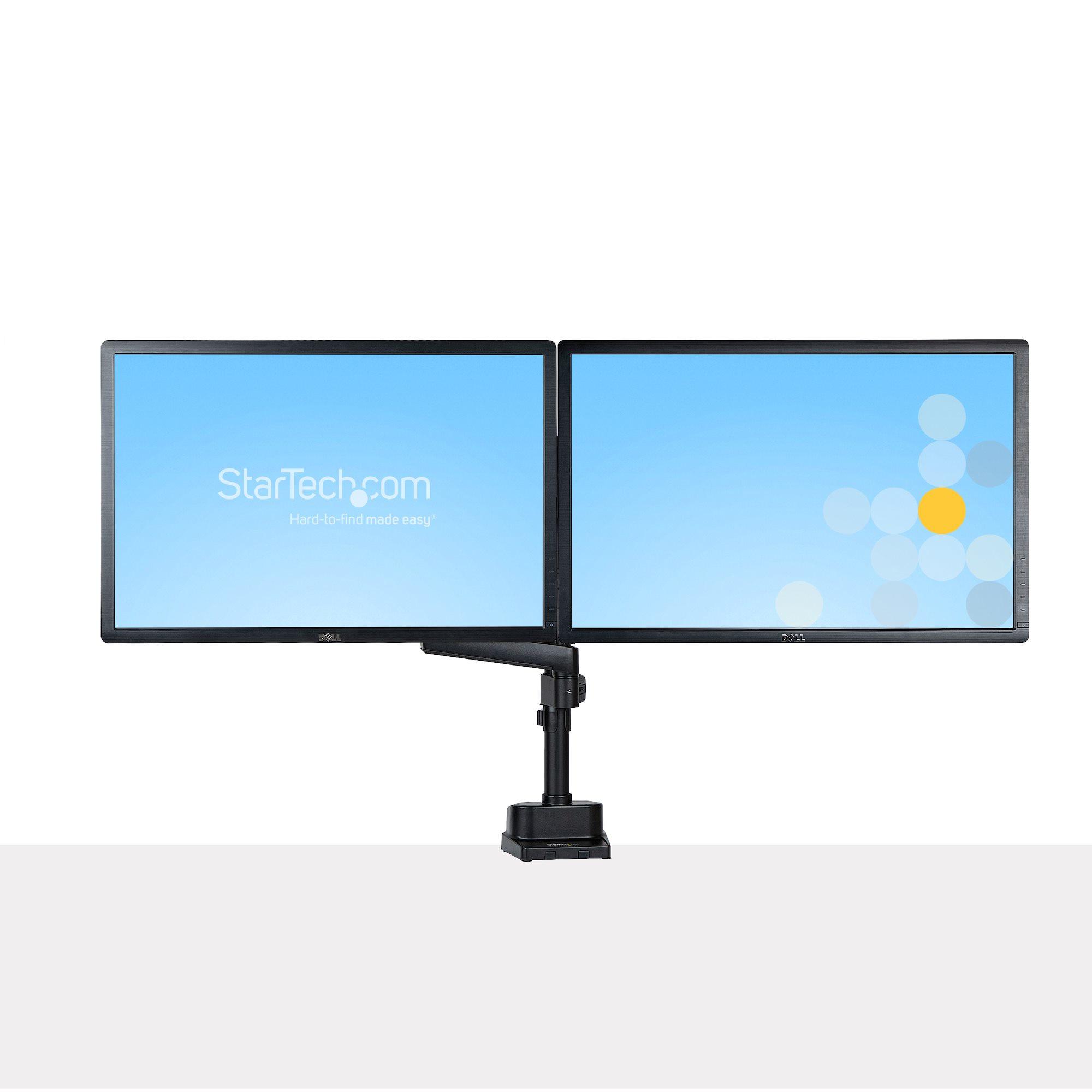 STARTECH.COM  Dual Monitor Halter für Tischmontage - Flexible Monitorarm für 2x VESA Monitore bis zu 32 Zoll(8kg) - Vertikal Stapelbare Arme - Höhenverstelbar/Schwenkbar - Klemme/Tülle 