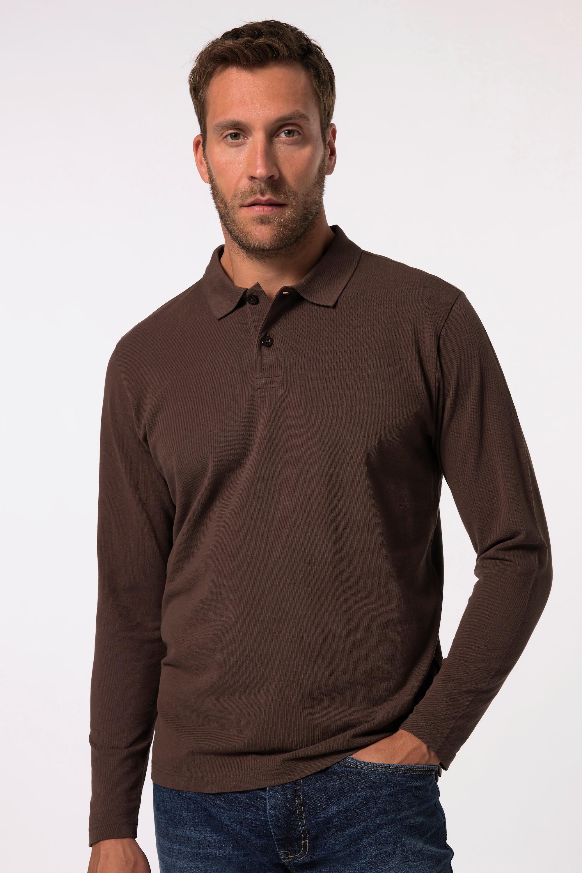 JP1880  Maglia basic in piqué con maniche lunghe e colletto polo, fino alla tg. 8XL 