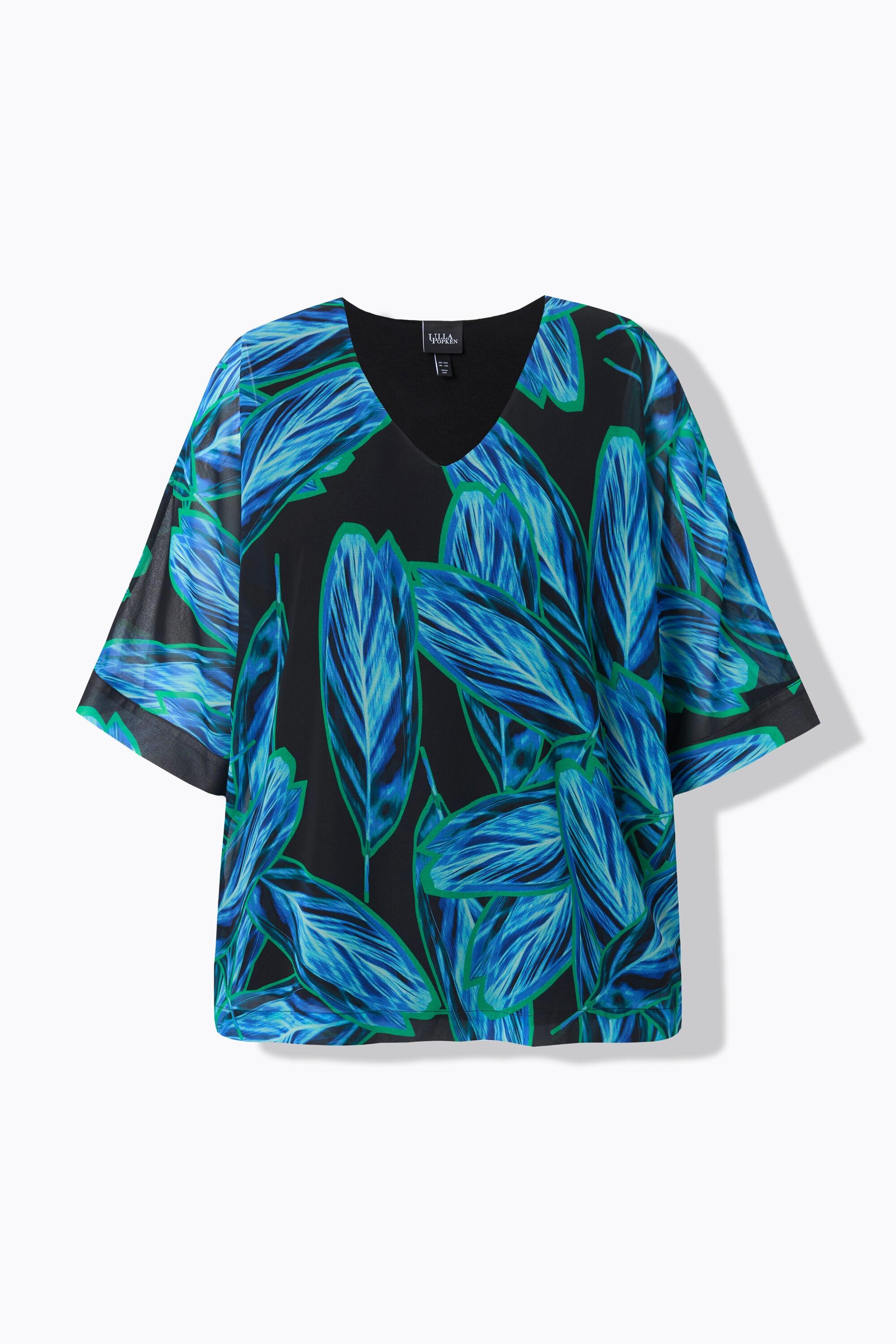 Ulla Popken Mantellina Chiffon Oversize Scollo a V Maniche 3/4  