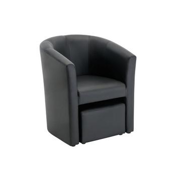 Lounge-Sessel & Hocker - Kunstleder - Schwarz - JOVANA