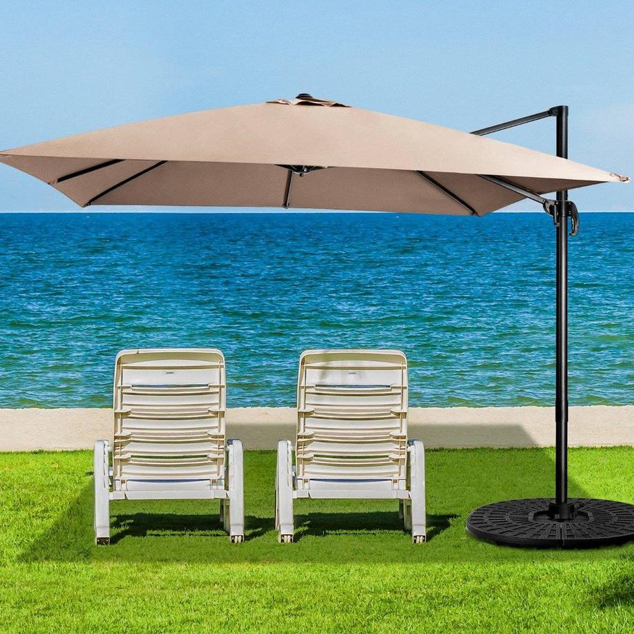 Northix Parasol avec 3 réglages d'inclinaison pour jardins, terrasses, 300 x 300 x 273 cm, marron café  