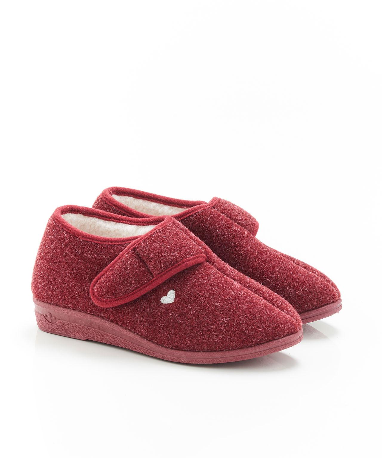 Image of Gefütterte Hausstiefelette Mit Thermolactylfaser, Patte Mit Klettverschluss. Damen Rot 37
