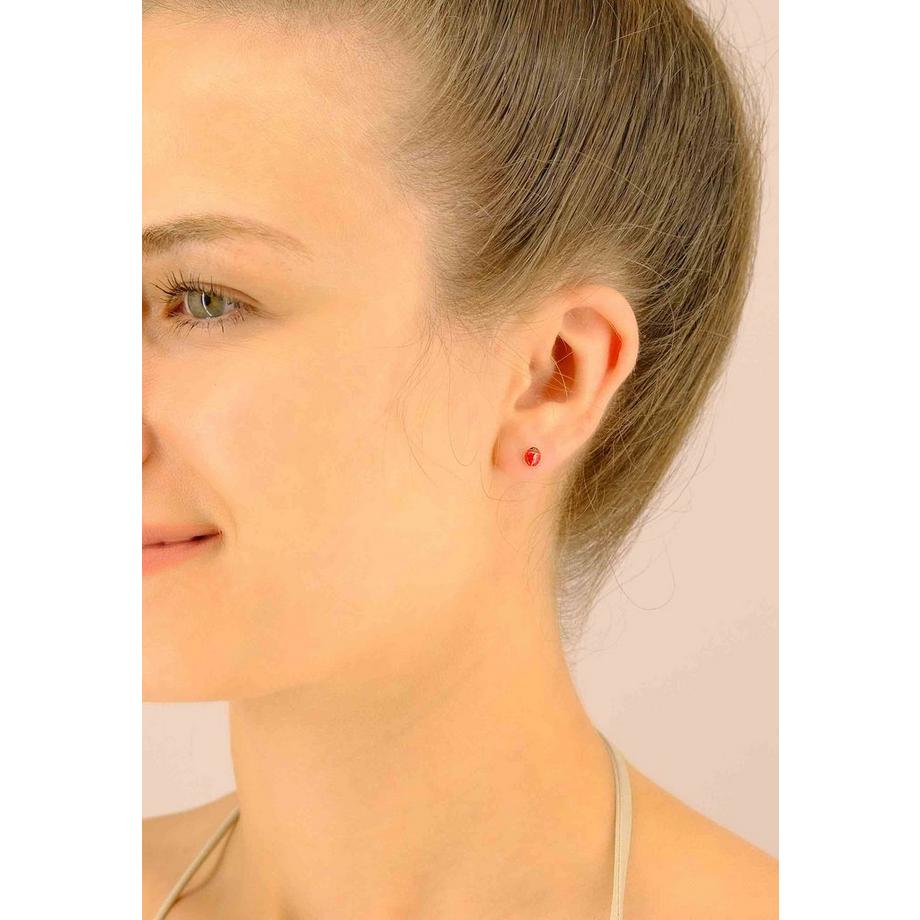 MUAU Schmuck  Clous d'oreilles coccinelle or jaune 750 rouge/noir 6mm 