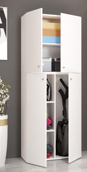 VCM Holz Besenschrank Staubsauger Putzschrank Haushaltsschrank Drehtüren Lona  