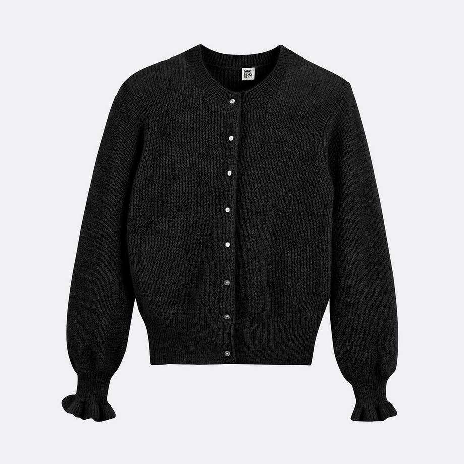 La Redoute Collections Geknöpfte Strickjacke mit Rüschenärmeln  