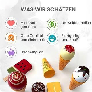 Activity-board  Eiscreme-Set aus Holz - Eistüte & Eislutscher Rollenspiel Lebensmittel Spielzeug für Kleinkinder | 