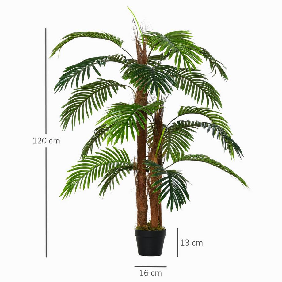 Northio Künstliche Palme 120cm, naturgetreue Kunstpflanze für Innen und Außen, im Kunststofftopf  