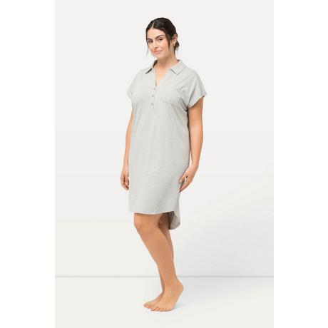 Ulla Popken  Camicia da notte dal taglio oversize con collo da camicia, scollo a V e mezze maniche 