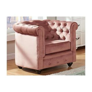 Vente-unique Couchgarnitur 3+1 CHESTERFIELD Samt Rosa  