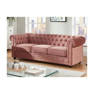 Vente-unique Couchgarnitur 3+1 CHESTERFIELD Samt Rosa  