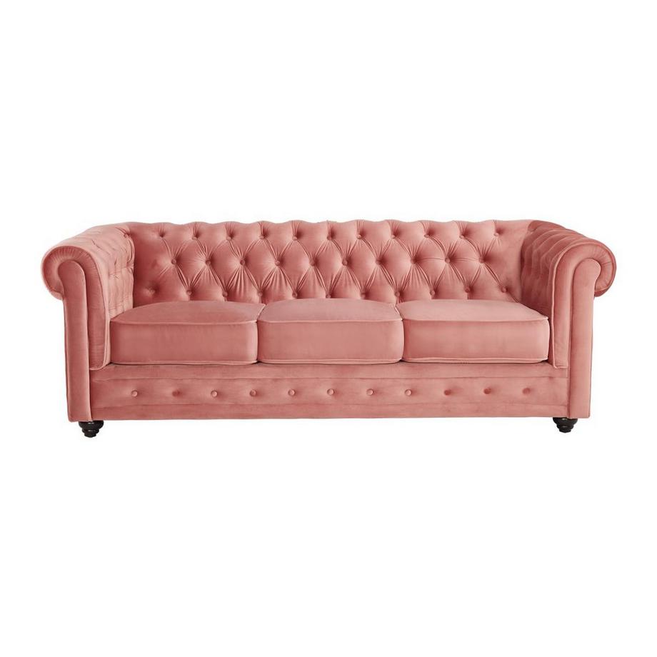 Vente-unique Couchgarnitur 3+1 CHESTERFIELD Samt Rosa  
