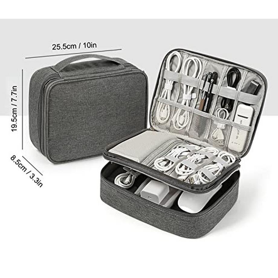 Only-bags.store  Kabeltasche, 3-lagige Kabeltasche Organizer Tech Tasche für Ladekabel Handy Powerbank iPad mini Ladegerät USB Sticks SD Karten 