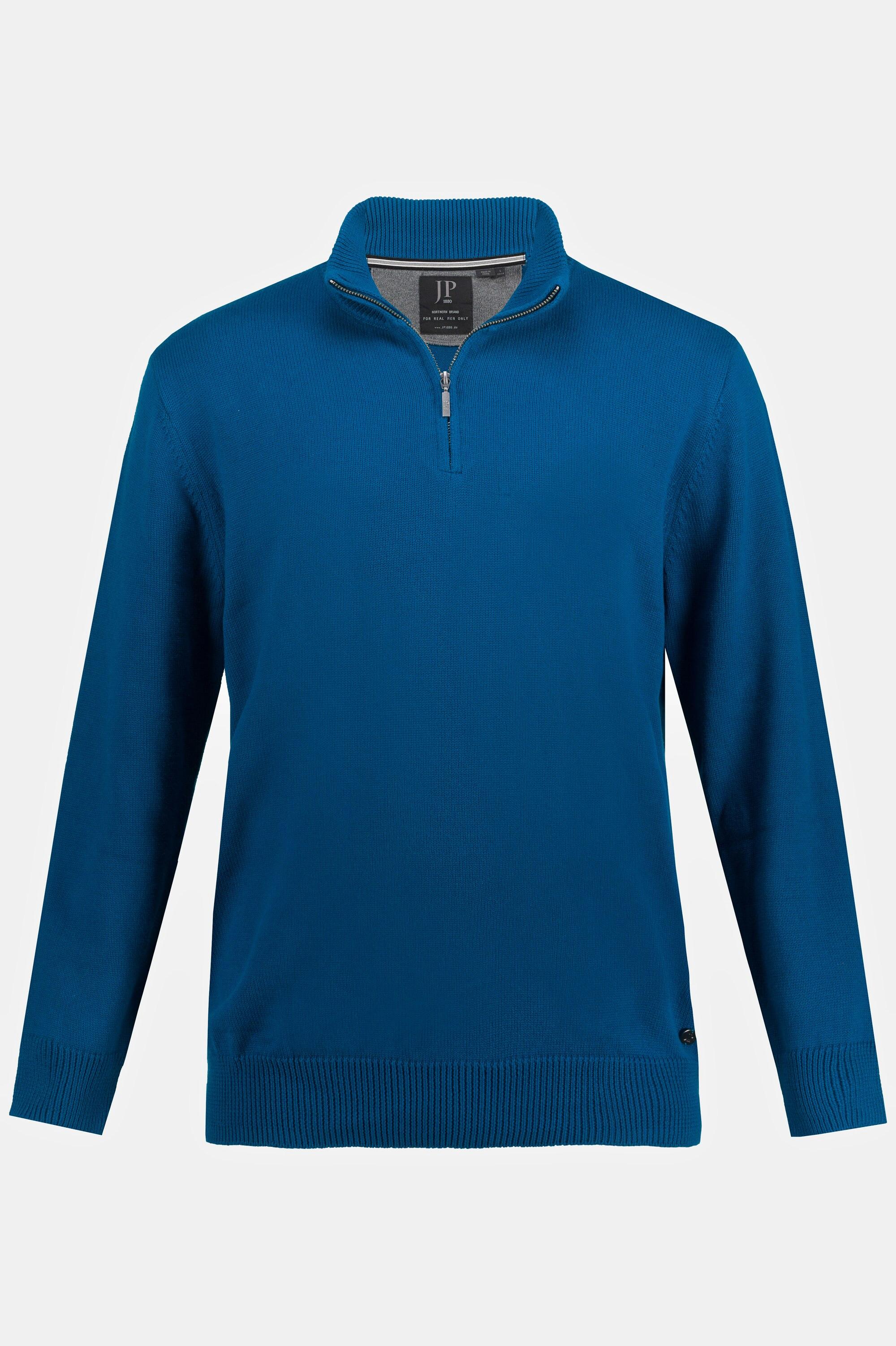 JP1880  Maglione polo con collo alto, zip e maniche lunghe 