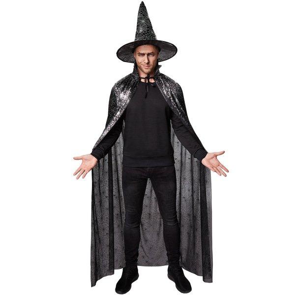 Image of Unisex Erwachsene Hut und Umhang Spinnennetz Schwarz