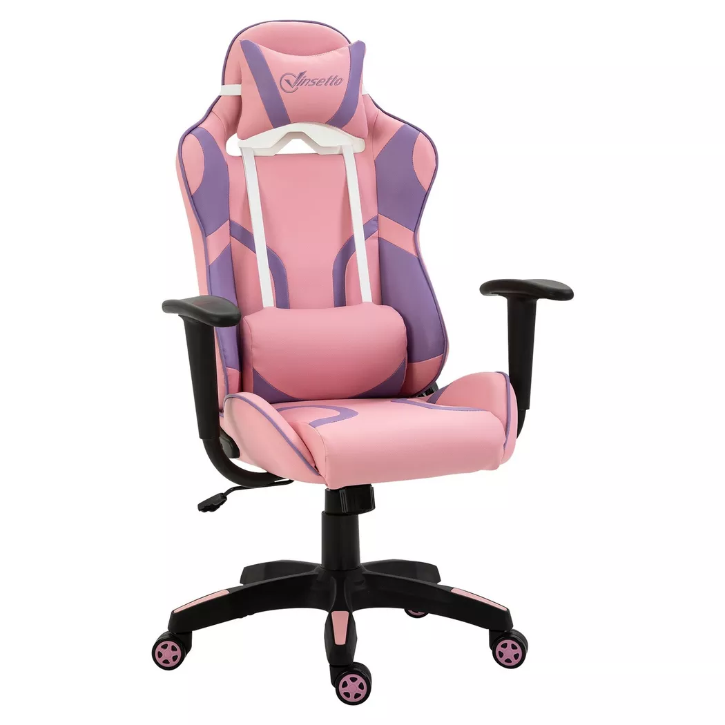 Northio – Gaming Stuhl Ergonomischer Bürostuhl, Drehstuhl, Verstellbares Massage Lendenkissen, Höhenverstellbar, Rosa&Violett, 69X56X125,5Cm, 60 x 74 cm