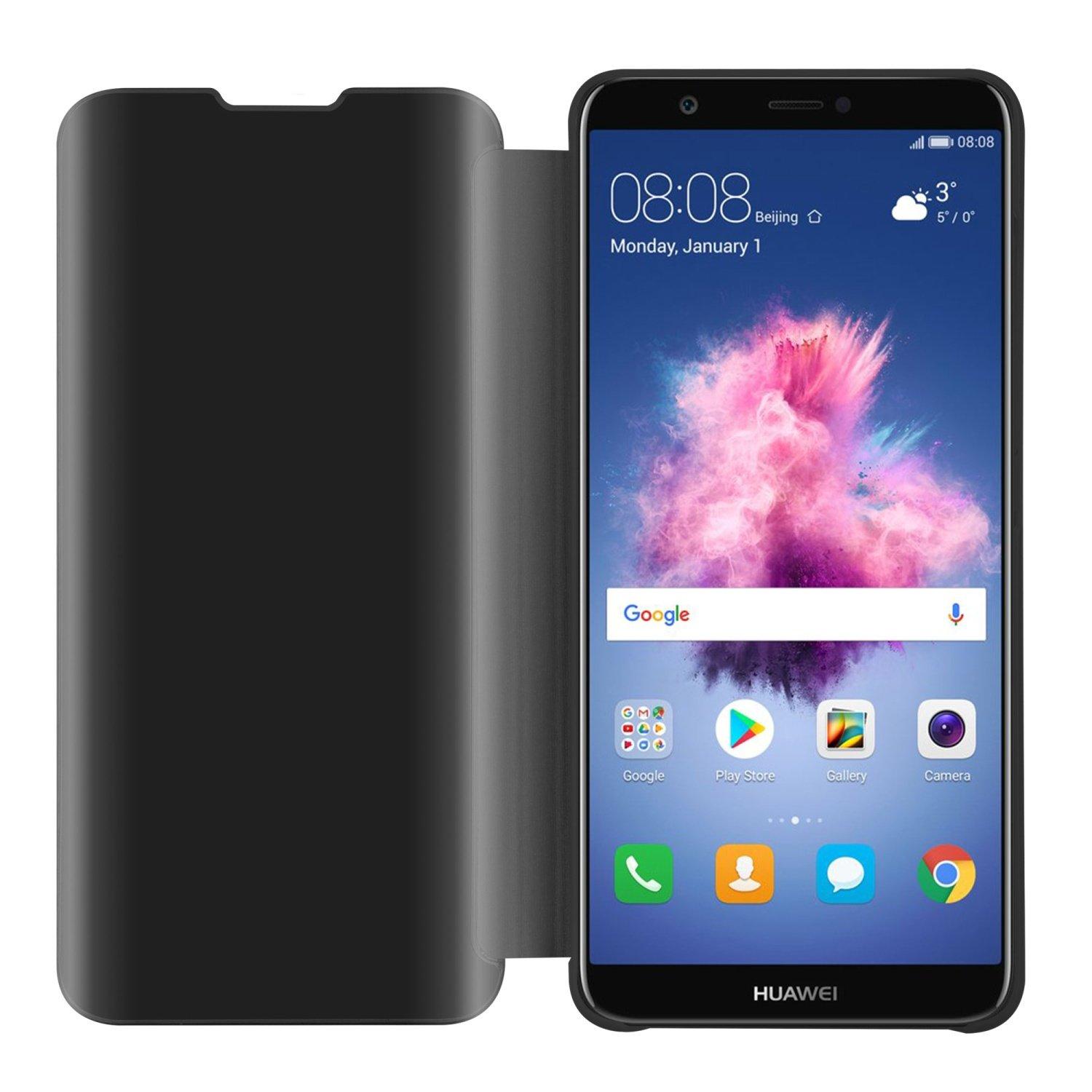 Cadorabo  Housse compatible avec Huawei P SMART 2018 / Enjoy 7S - Clear View étui de protection miroir avec fonction de support Protection à 360 degrés 