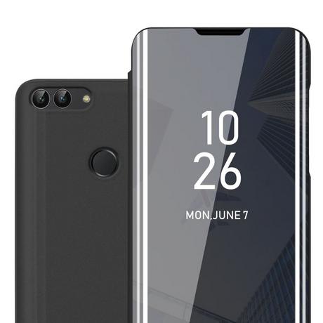 Cadorabo  Housse compatible avec Huawei P SMART 2018 / Enjoy 7S - Clear View étui de protection miroir avec fonction de support Protection à 360 degrés 