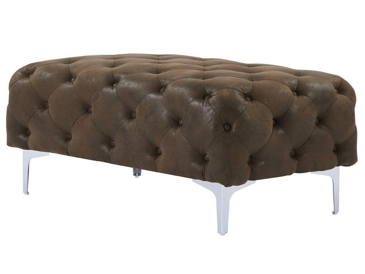 Vente-unique Pouf chesterfield in Microfibra aspetto Pelle invecchiata - EDWINA  