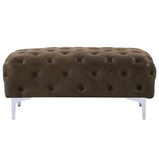 Vente-unique Pouf chesterfield en microfibre aspect cuir vieilli EDWINA  