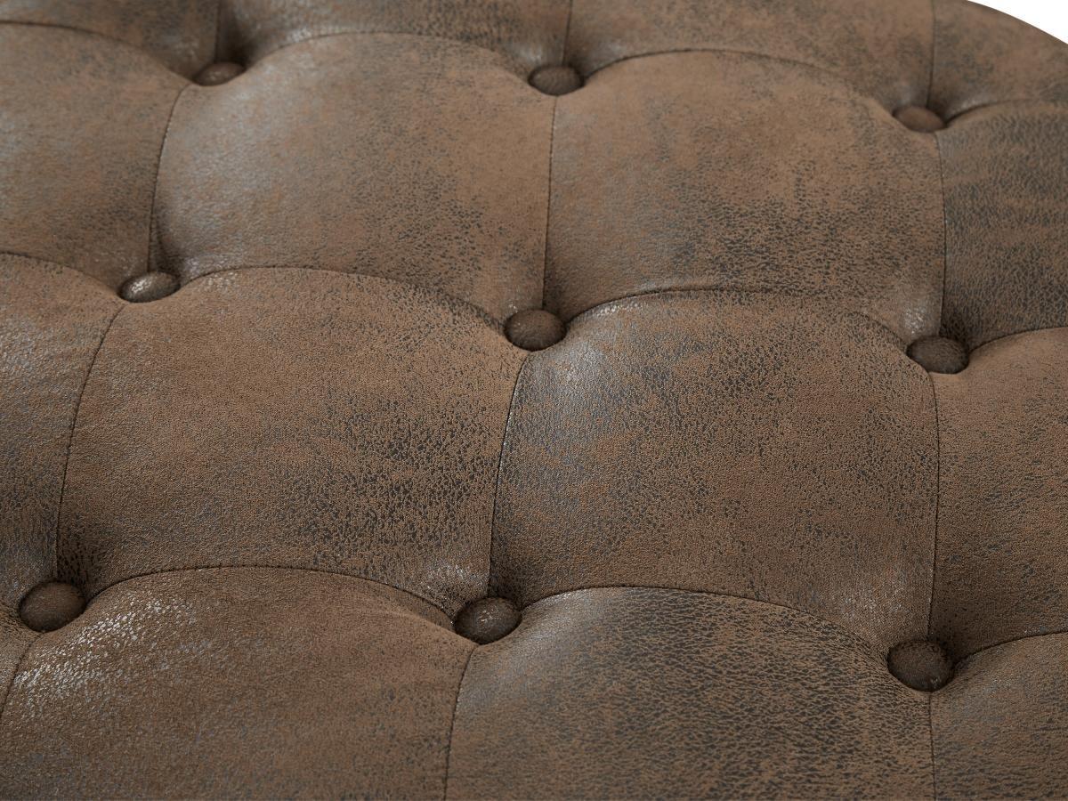 Vente-unique Pouf chesterfield in Microfibra aspetto Pelle invecchiata - EDWINA  