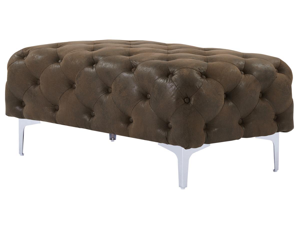 Vente-unique Pouf chesterfield in Microfibra aspetto Pelle invecchiata - EDWINA  