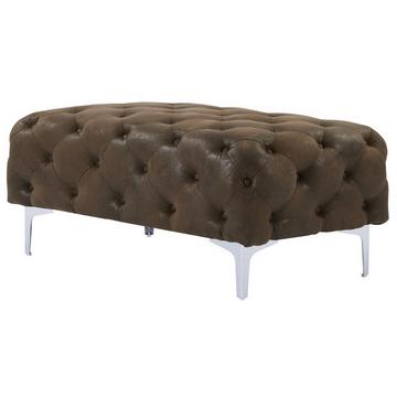 Pouf chesterfield en microfibre aspect cuir vieilli EDWINA