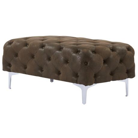 Vente-unique Pouf chesterfield in Microfibra aspetto Pelle invecchiata - EDWINA  