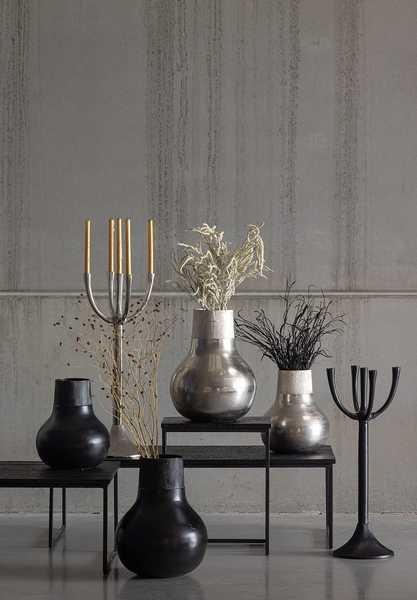 mutoni Vase Metal L silber  