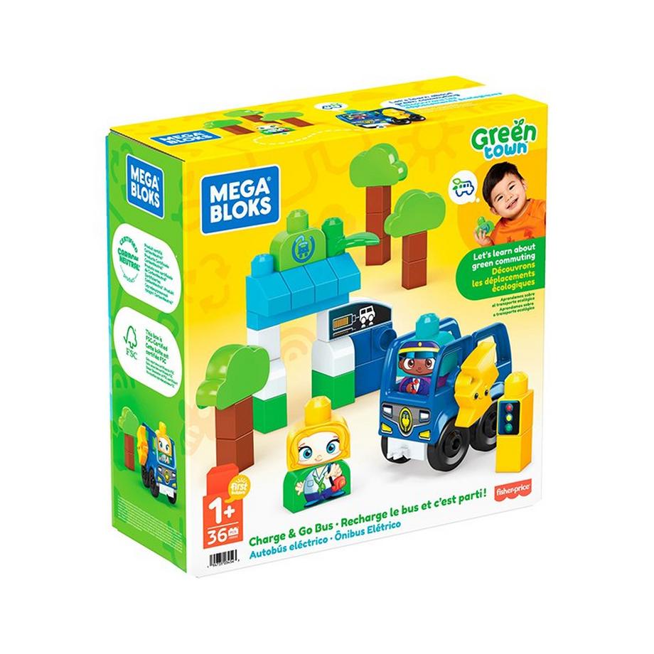 MEGA BLOKS  Green Town Aufladen & Fahren Bus Set (36Teile) 