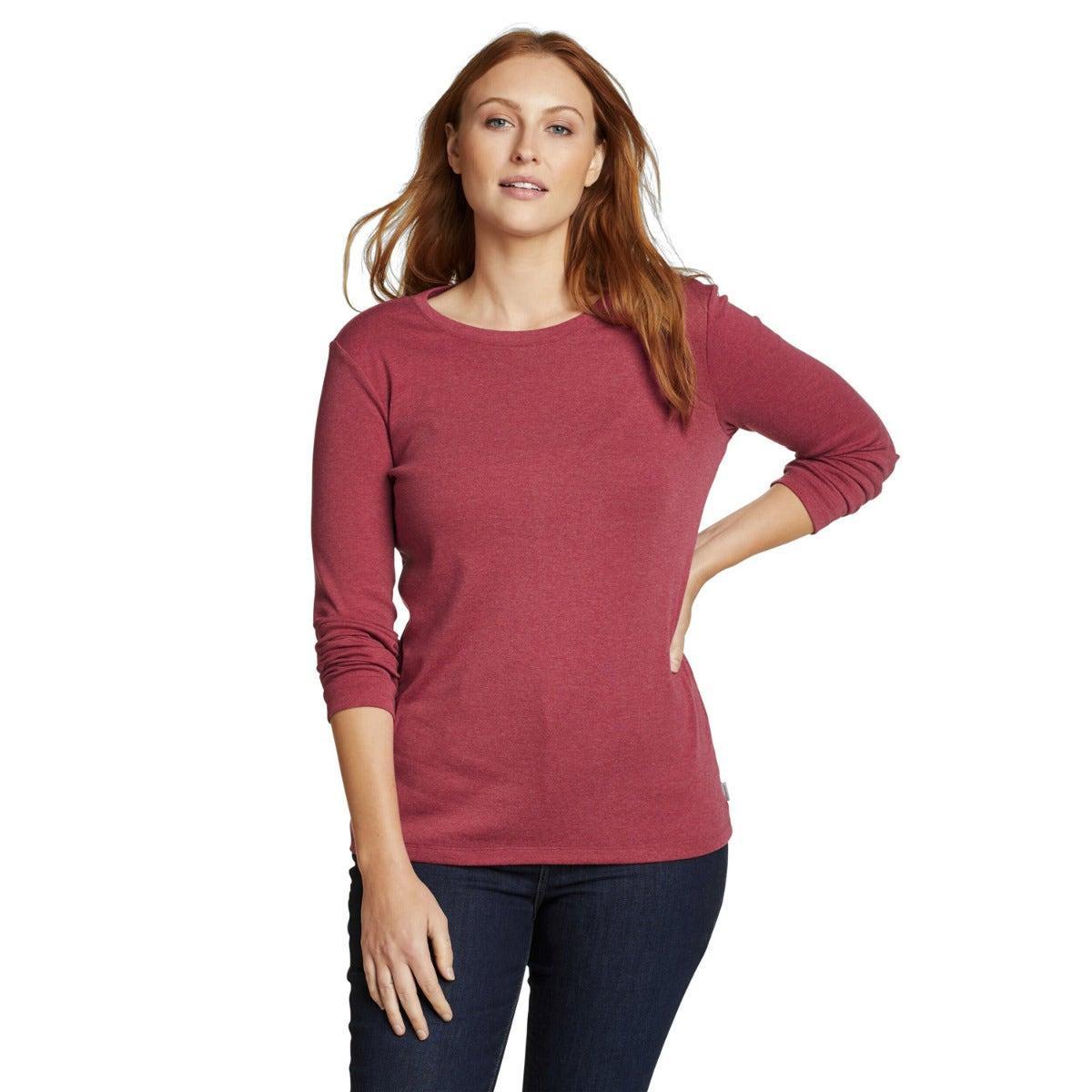 Image of Favorite Tshirt Rundhalsausschnitt Langärmlig Damen Rot Bunt XS