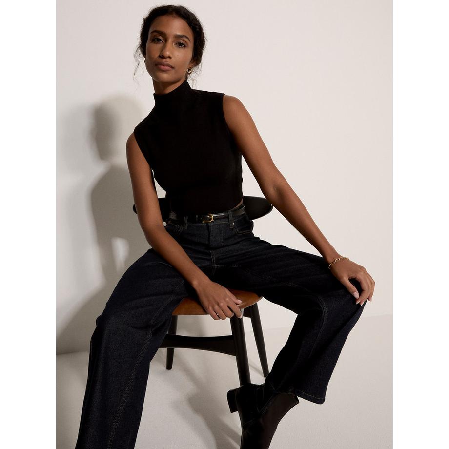 APRICOT Crop Top en maille à col montant  