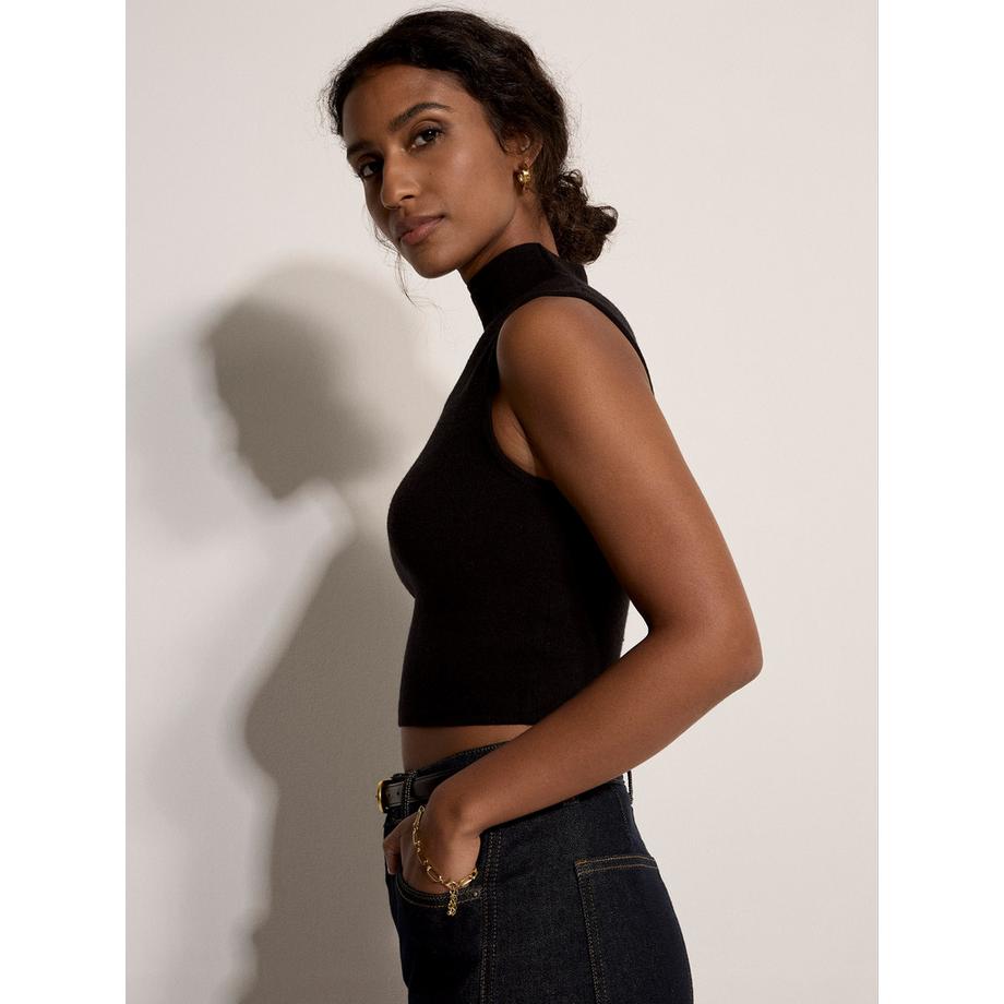APRICOT Crop Top en maille à col montant  