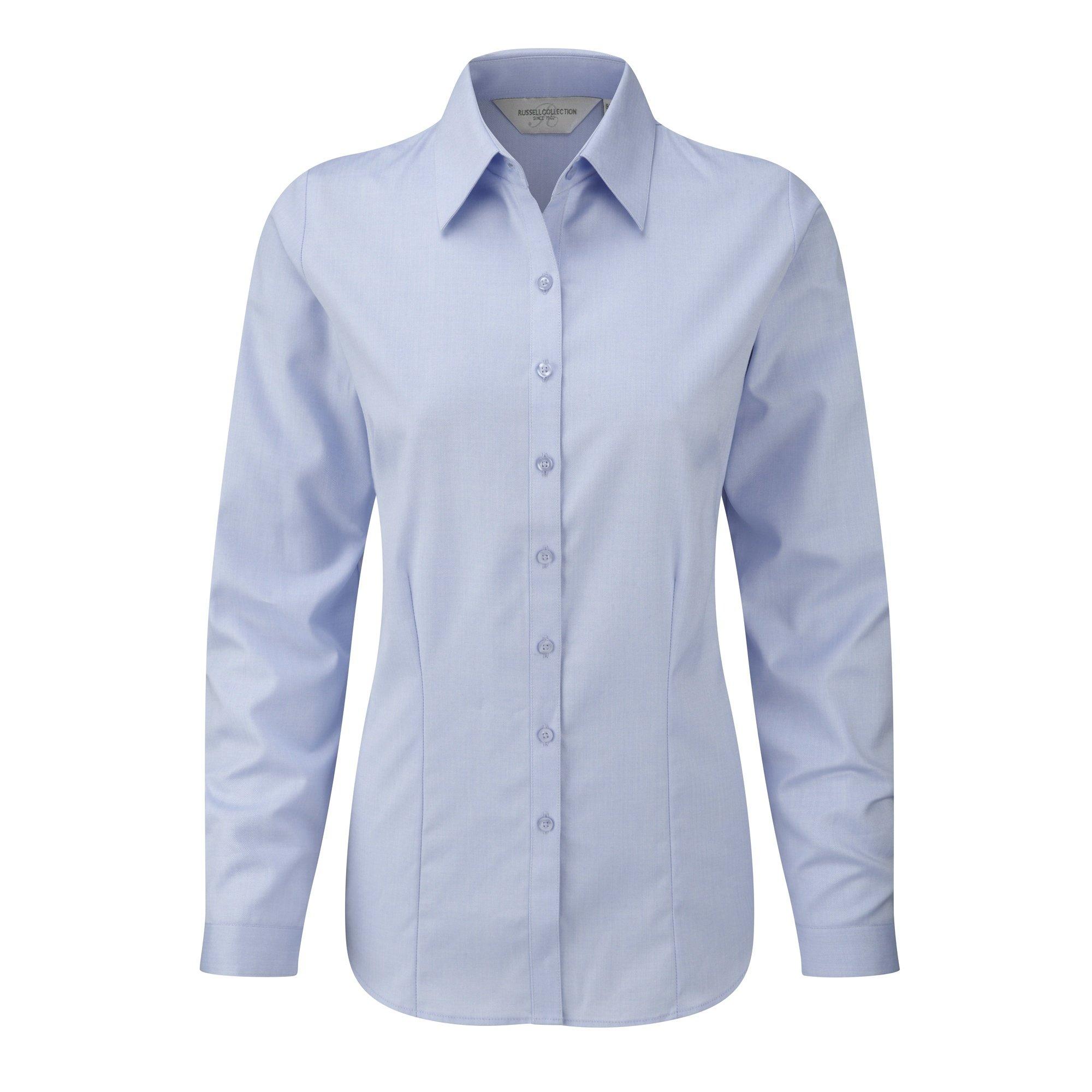 Image of Bluse Hemd Mit Dezentem Fischgrätenmuster Damen Hellblau XS